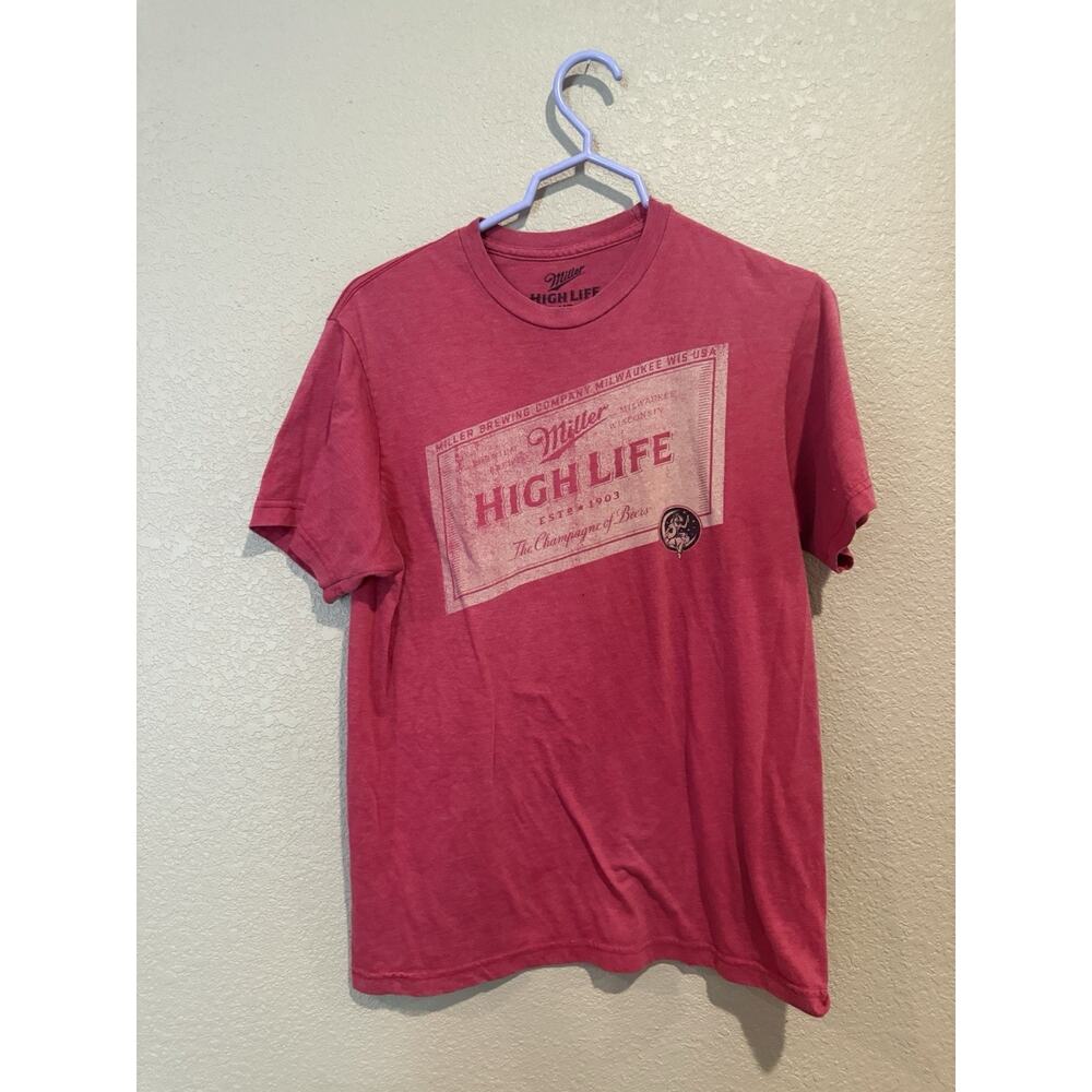 Miller High Life Distressed Graphic Tee Shirt Unisex Medium